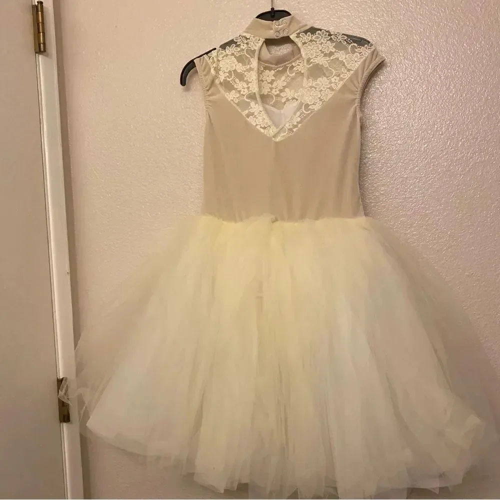 Weissman Dance costume ballet tutu ivory velvet lace rhinestone Arietta 14137 LC